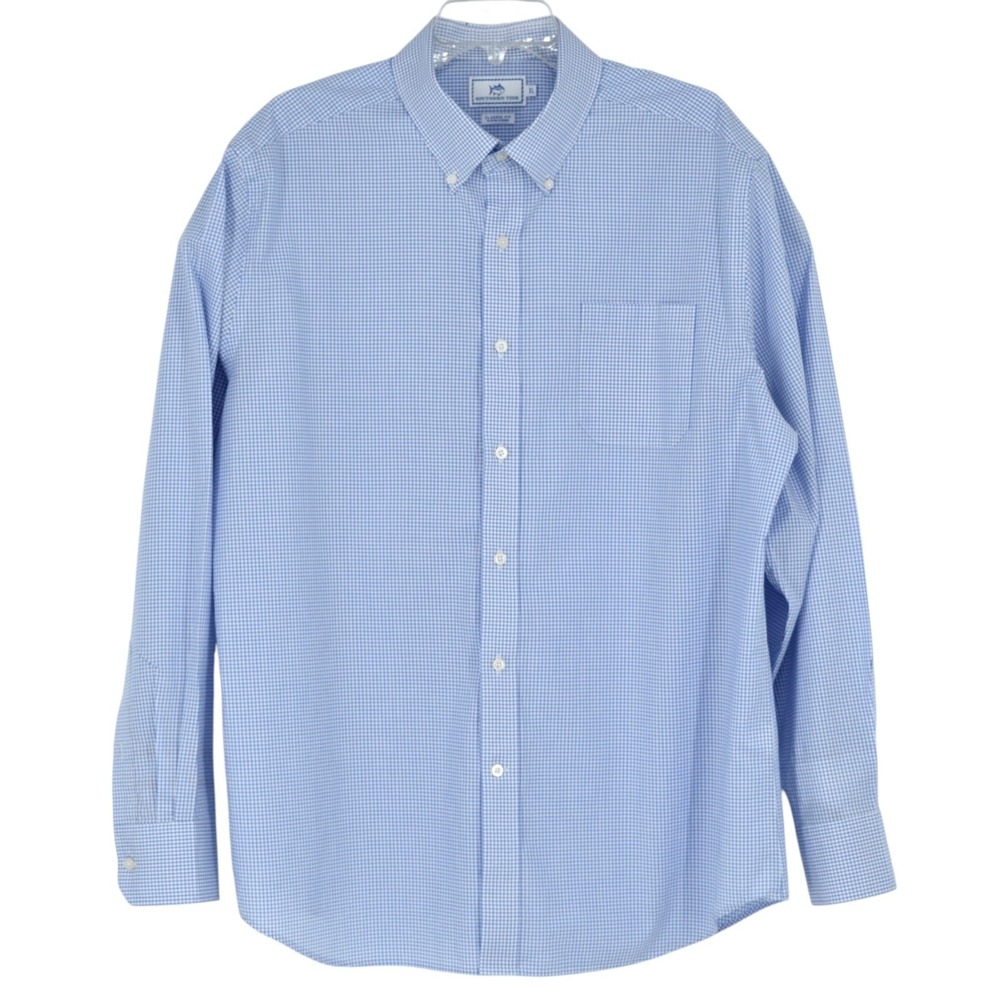 Southern Tide Men's XL Watermark Tattersall Cotton Stretch LS Sport Shirt Blue